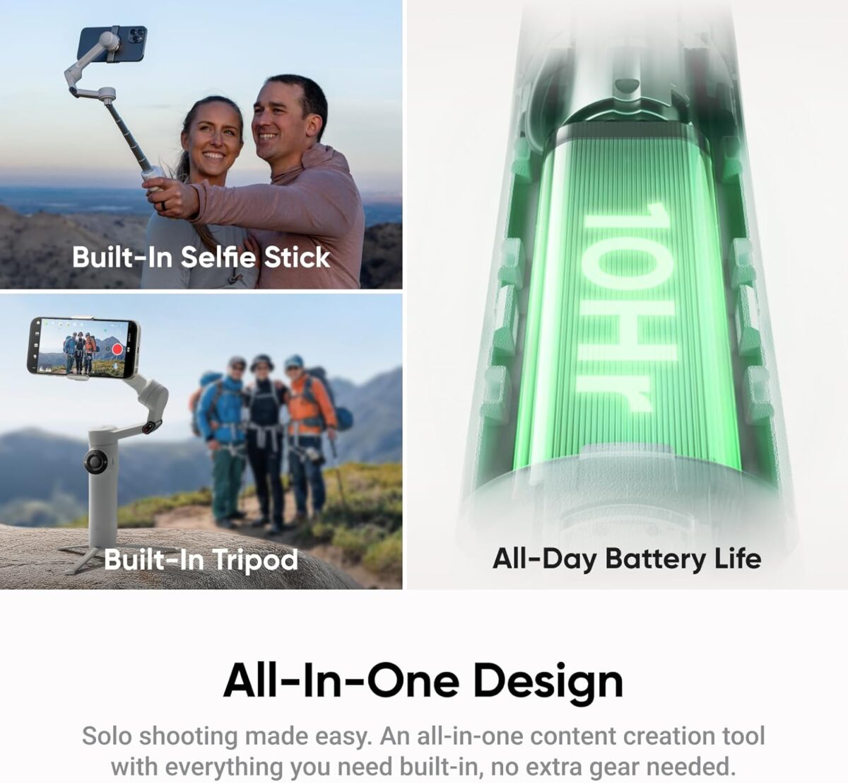 Insta360 Flow 2 AI Tracker Bundle Smartphone Gimbal Light Grey - Image 3