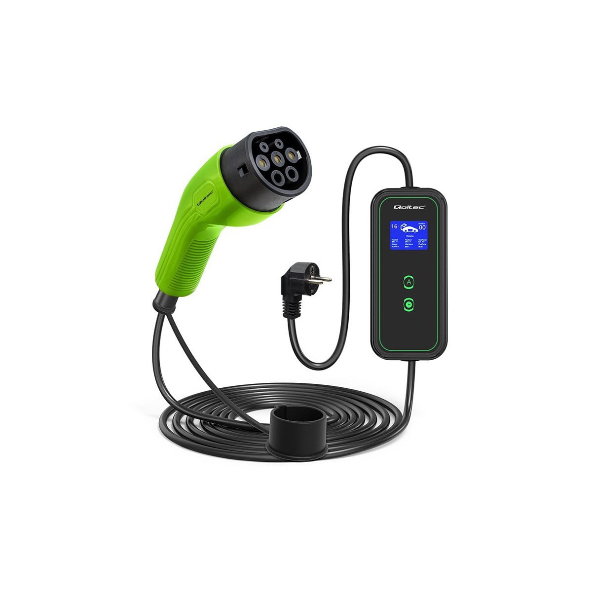 Qoltec Mobile charger for EV cars 2-in-1 Type 2 3.5 kW 230 V LCD