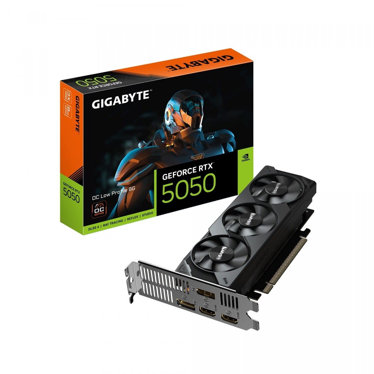 GIGABYTE GeForce RTX 5050 OC Low Profile 8G Graphics Card - 8GB GDDR6  128bit  PCI-E 5.0  2587MHz Core Clock  2 x DP  2 x HDMI  NVIDIA DLSS 4  GV-N5050OC-8GL