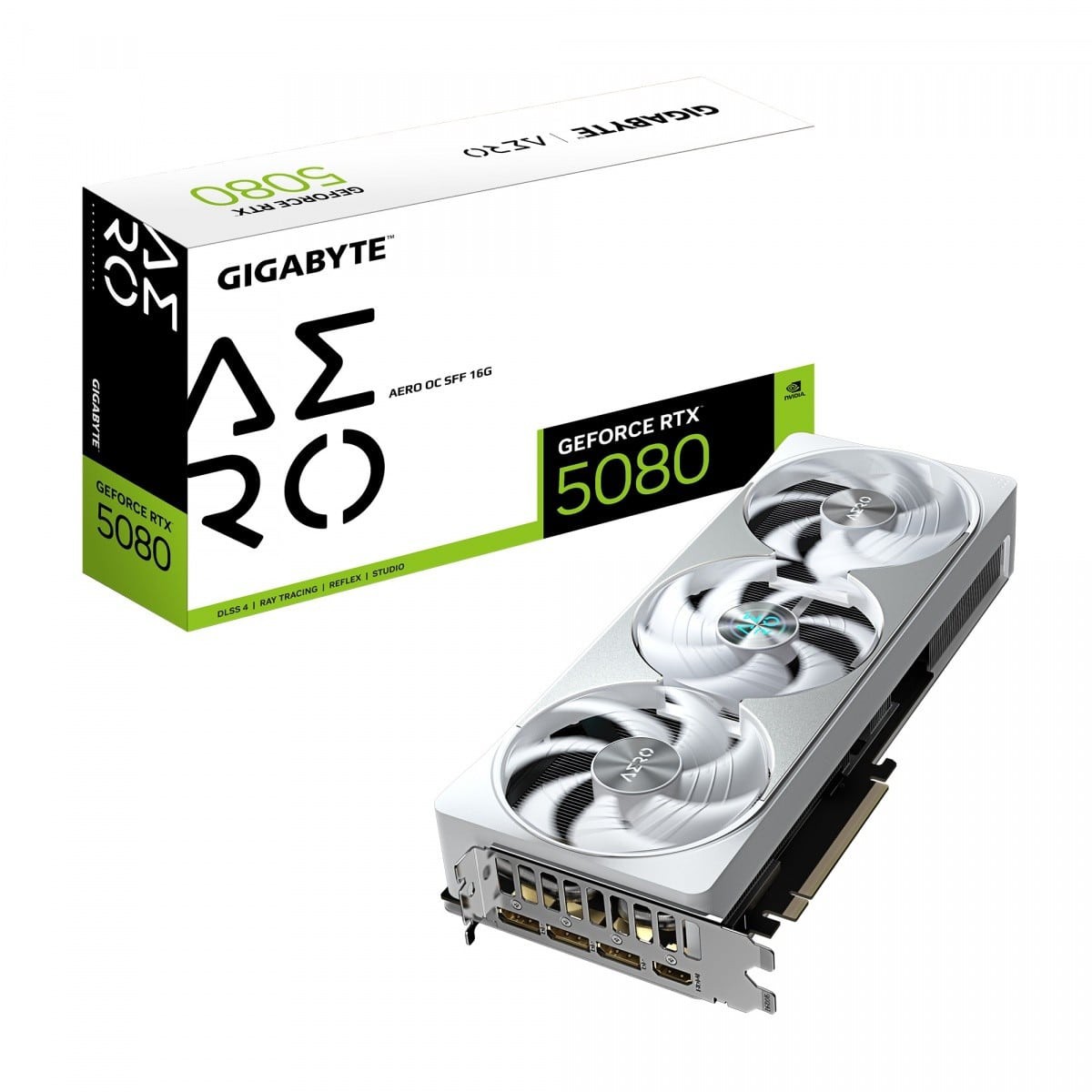 GIGABYTE GeForce RTX 5080 AERO OC SFF 16G Graphics Card - 16GB GDDR7  256bit  PCI-E 5.0  2730MHz Core Clock  3 x DisplayPort  1 x HDMI  GV-N5080AERO OC-16GD