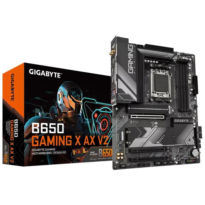 GIGABYTE B650 GAMING X AX V2 Motherboard - AMD Ryzen 9000 Series CPUs  8+2+2 Phases VRM  up to 8000MHz DDR5 (OC)  1xPCIe 5.0 + 2xPCIe 4.0 M.2  2.5GbE LAN  WIFI 6E  USB 3.2 Gen 2