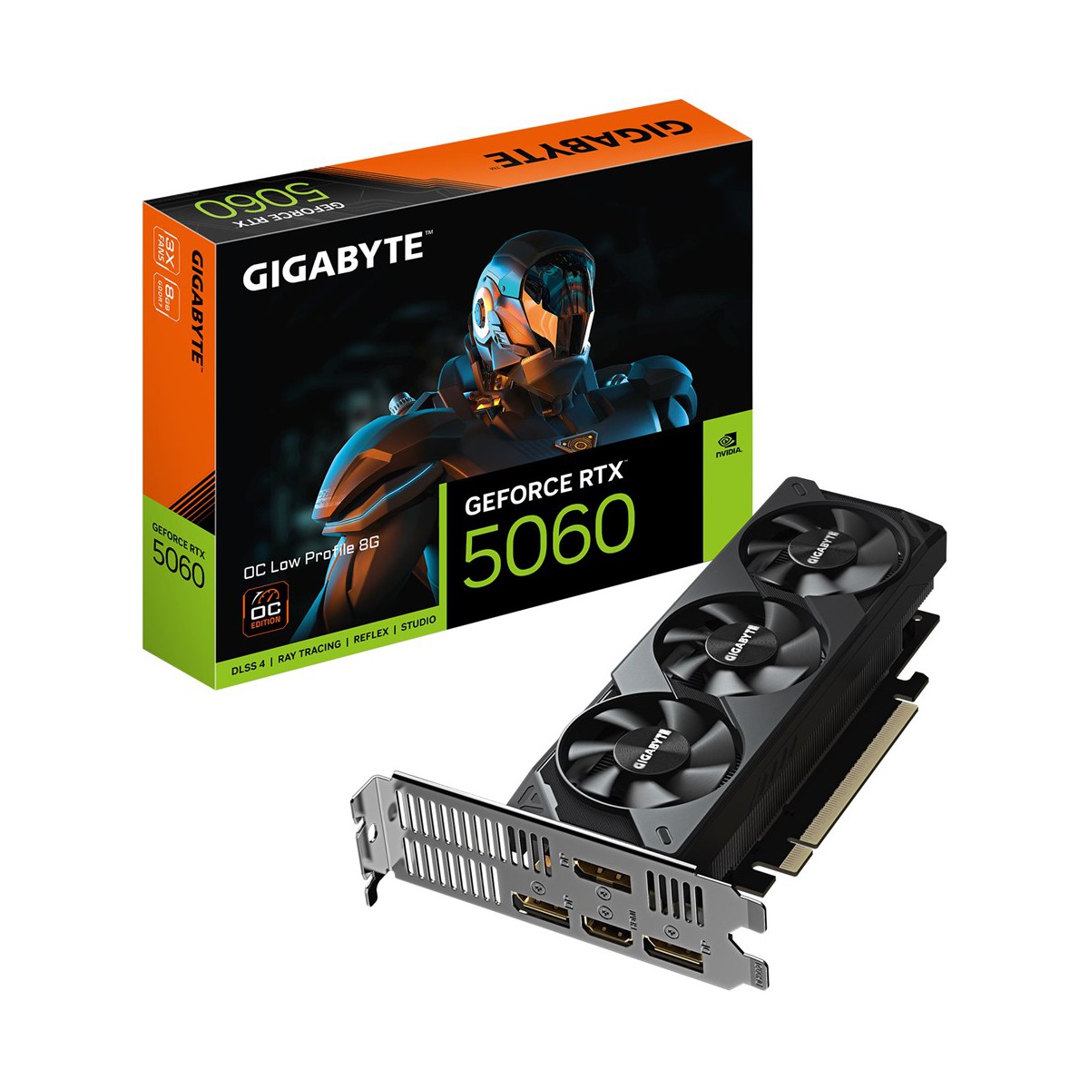 GIGABYTE GeForce RTX 5060 OC Low Profile 8G Graphics Card - 8GB GDDR7  128bit  PCI-E 5.0  2512 MHz Core Clock  3 x DisplayPort  1 x HDMI  GV-N5060OC-8GL