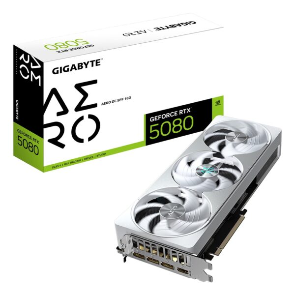GIGABYTE GeForce RTX 5080 AERO OC SFF 16G Graphics Card - 16GB GDDR7  256bit  PCI-E 5.0  2730MHz Core Clock  3 x DisplayPort  1 x HDMI  GV-N5080AERO OC-16GD