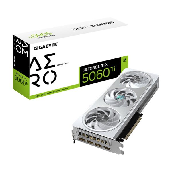 GIGABYTE GeForce RTX 5060 Ti AERO OC 8G Graphics Card - 8GB GDDR7  128bit  PCI-E 5.0  2647MHz Core Clock  3 x DisplayPort  1 x HDMI  GV-N506TAERO OC-8GD
