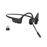 SHOKZ OpenComm2 UC 2025 Upgrade Wireless Bluetooth Bone Conduction Videoconferencing Headset with USB-C Charging Port and USB-C adapter | 16 Hr Talk Time  29m Wireless Range  1 Hr Charge Time | Includes Noise Cancelling Boom Mic and Dongle  Black